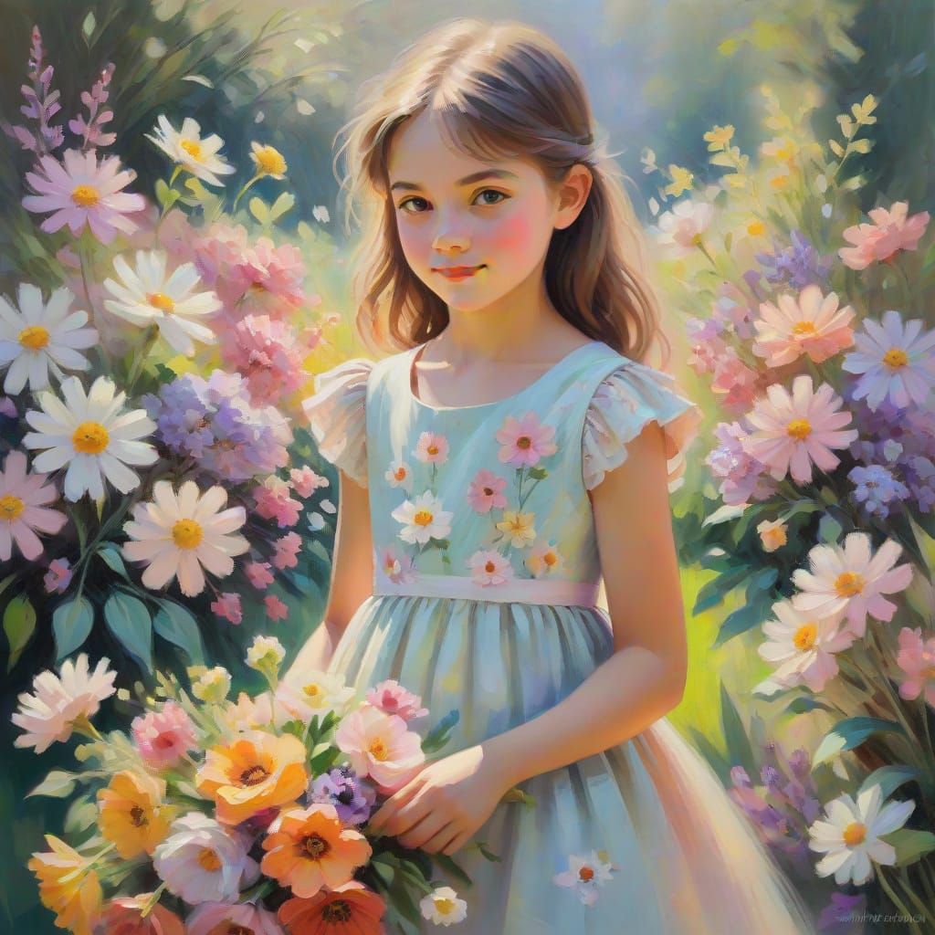 Whimsical Spring Florals in Impressionist Oil Painting Style