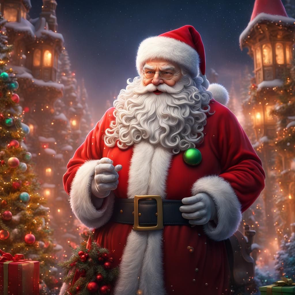 Joyful Santa Claus in Vibrant Fantasy Art