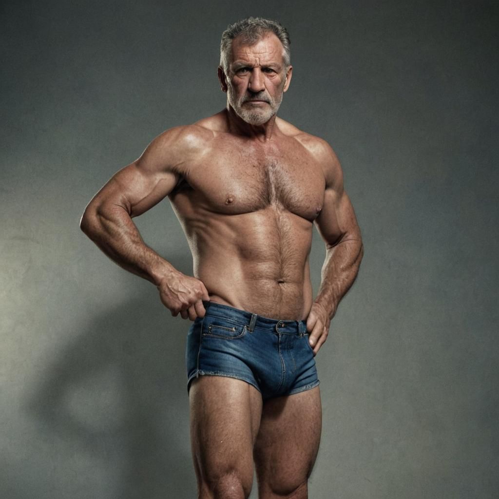 Defiant Wrestler Portrait in Golden Light