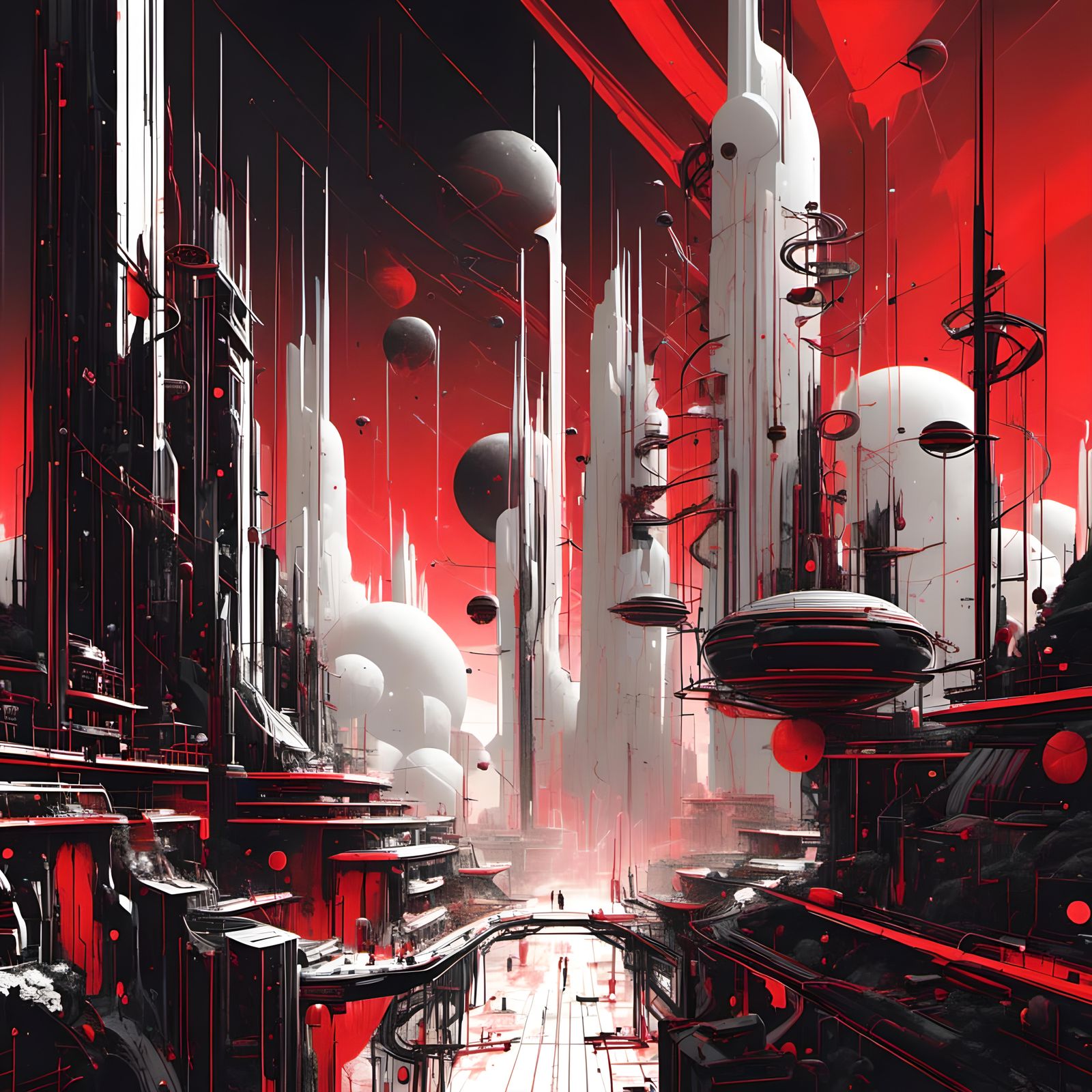 Futuristic City in Maximalist Science Fiction Style