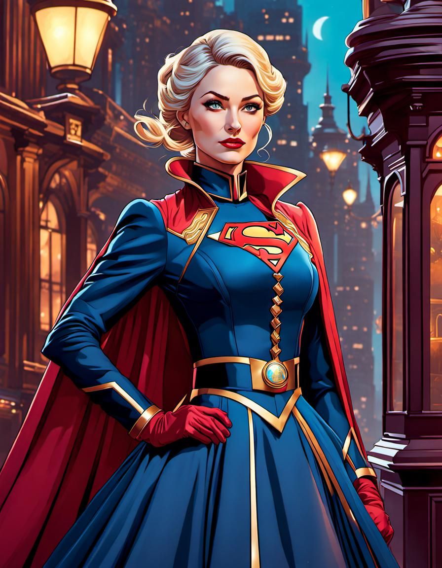 Supergirl in Futuristic Victorian Style