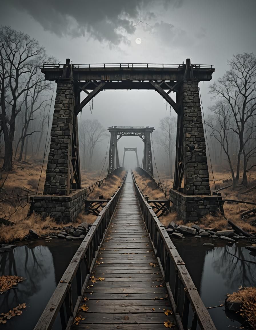 Sinister Bridge in a Dark Fantasy Style