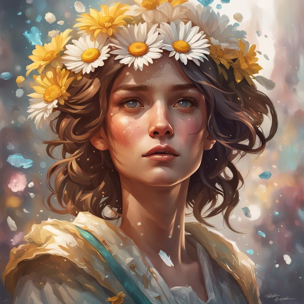 Hyperdetailed Daisy Portrait in Volumetric Lighting