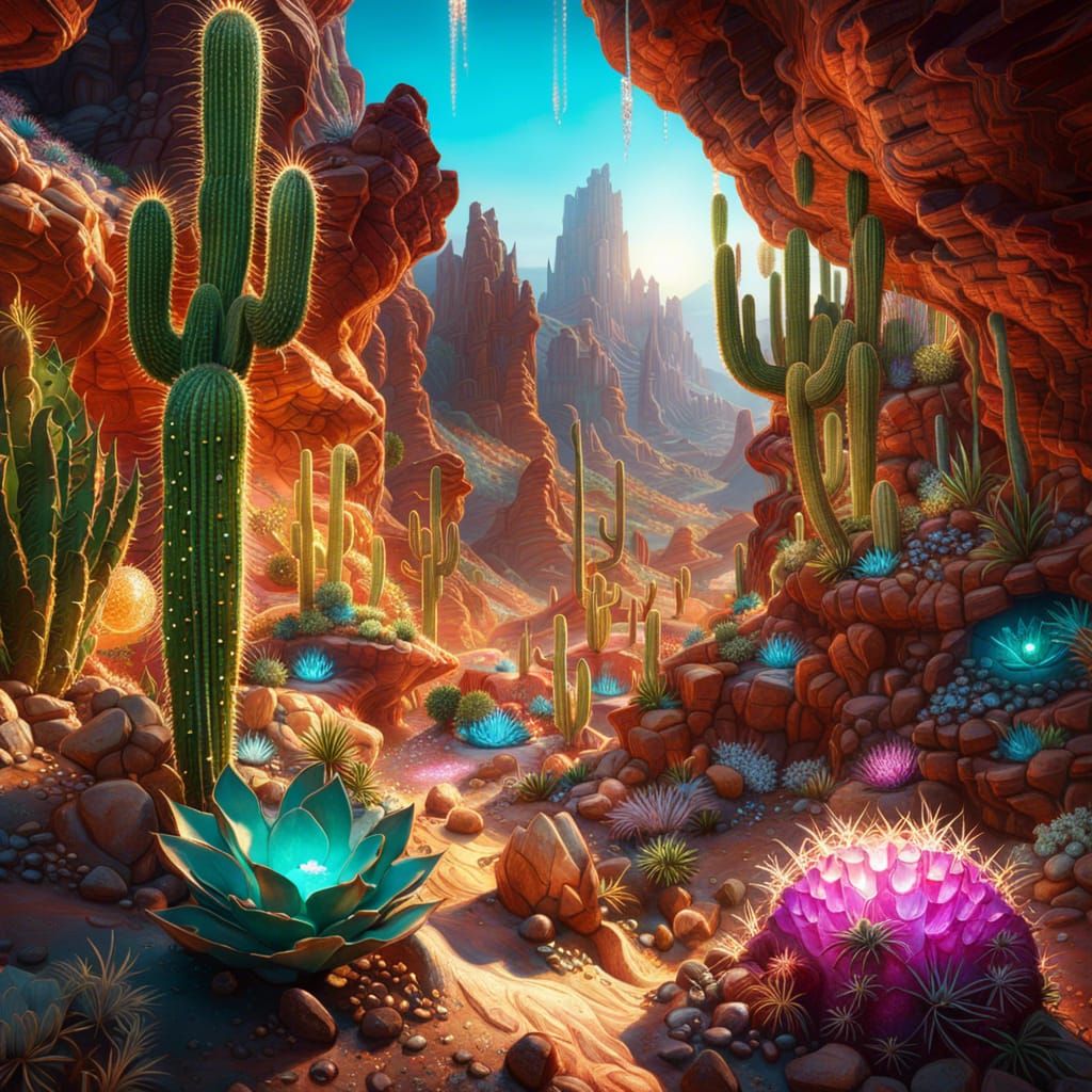 Crystalline Desert Canyon: Fantasycore Digital Art