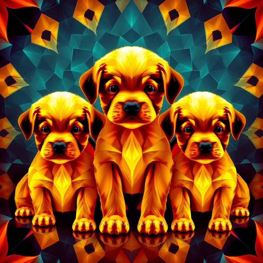 Geometric Fractal Puppies in Tesselation
