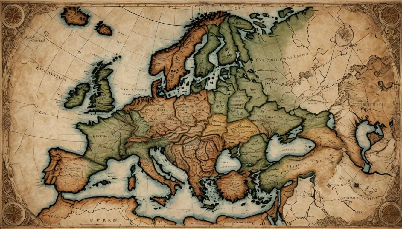 Antique Map of Roman Empire in Hyperrealistic Style