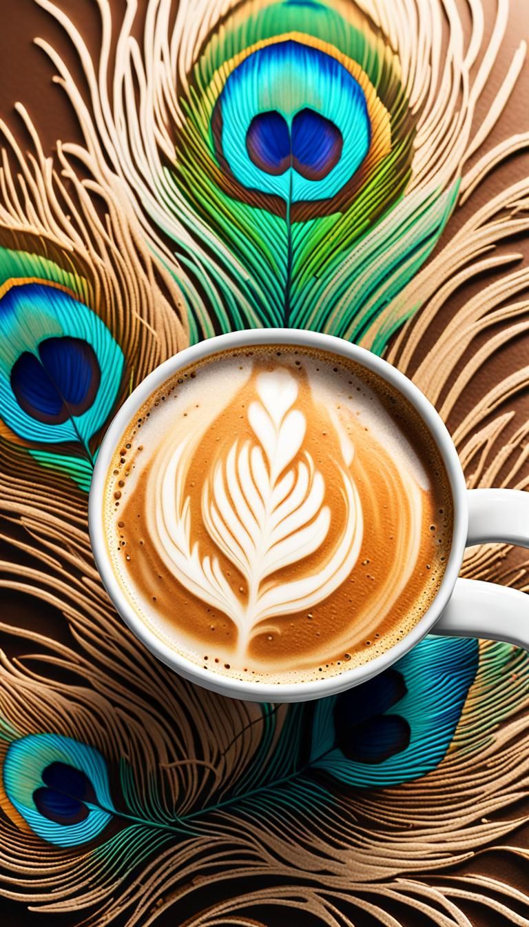 Top aerial view of  latte art visual feast image of a "Flirt...