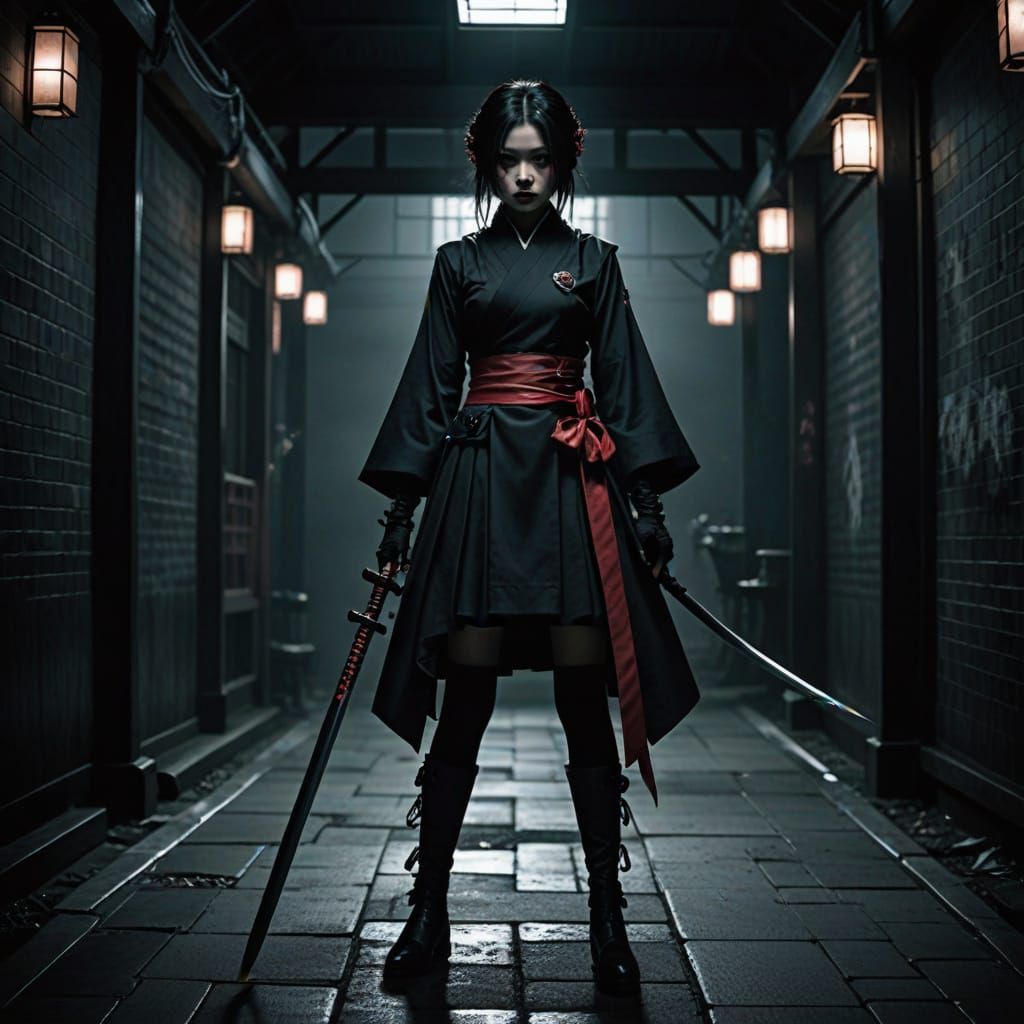 Dark Fantasy Vampire Hunter in Gothic Lolita Fashion