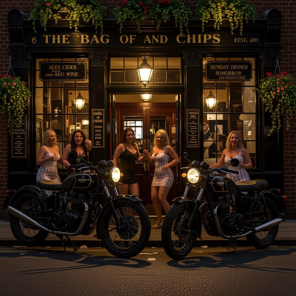 Vincent Black Lightnings Outside The Bag Of Chips Pub