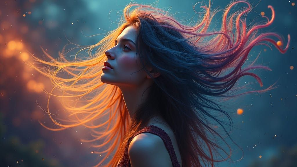 Ethereal Cosmic Goddess in Celestial Landscape