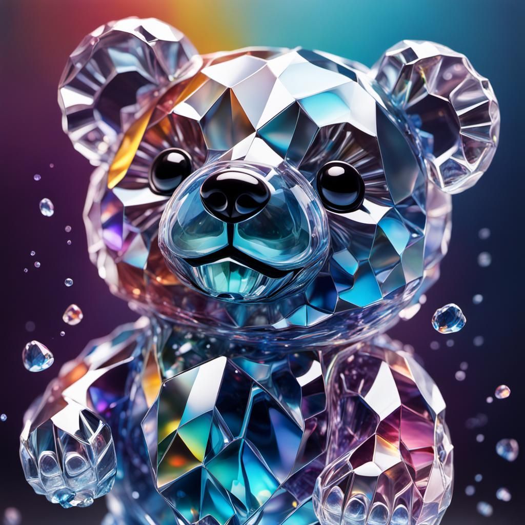 Crystal Teddy Bear in Splash Art Style