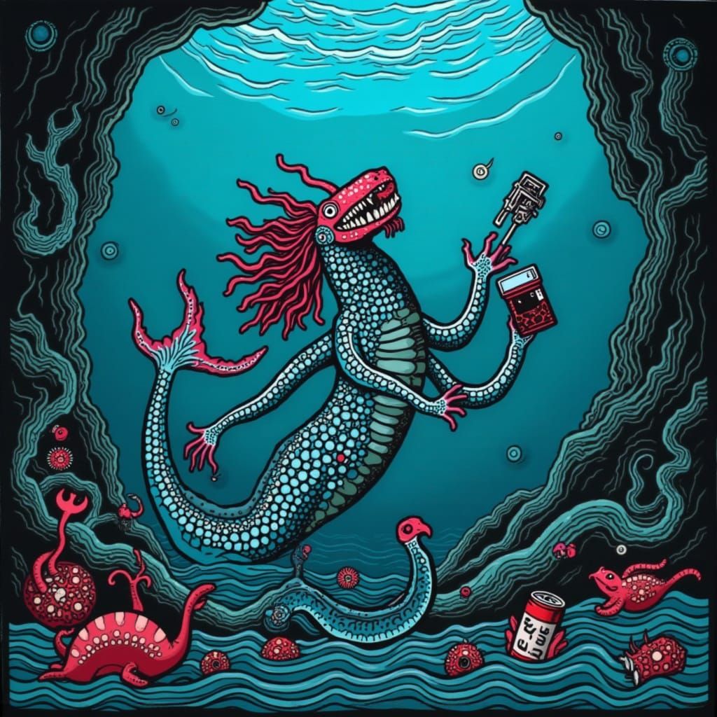 Mermaid Photographer in Underwater Cave