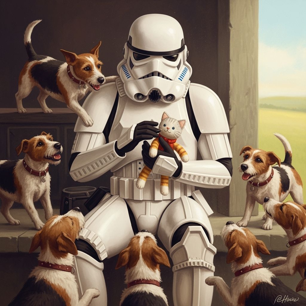 Stormtrooper's Soft Spot: Rockwell-esque Scene with Cat and ...