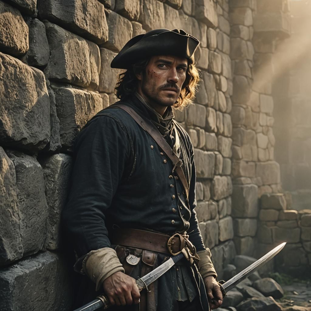 Wounded Musketeer in Morning Mist, Film Noir Style