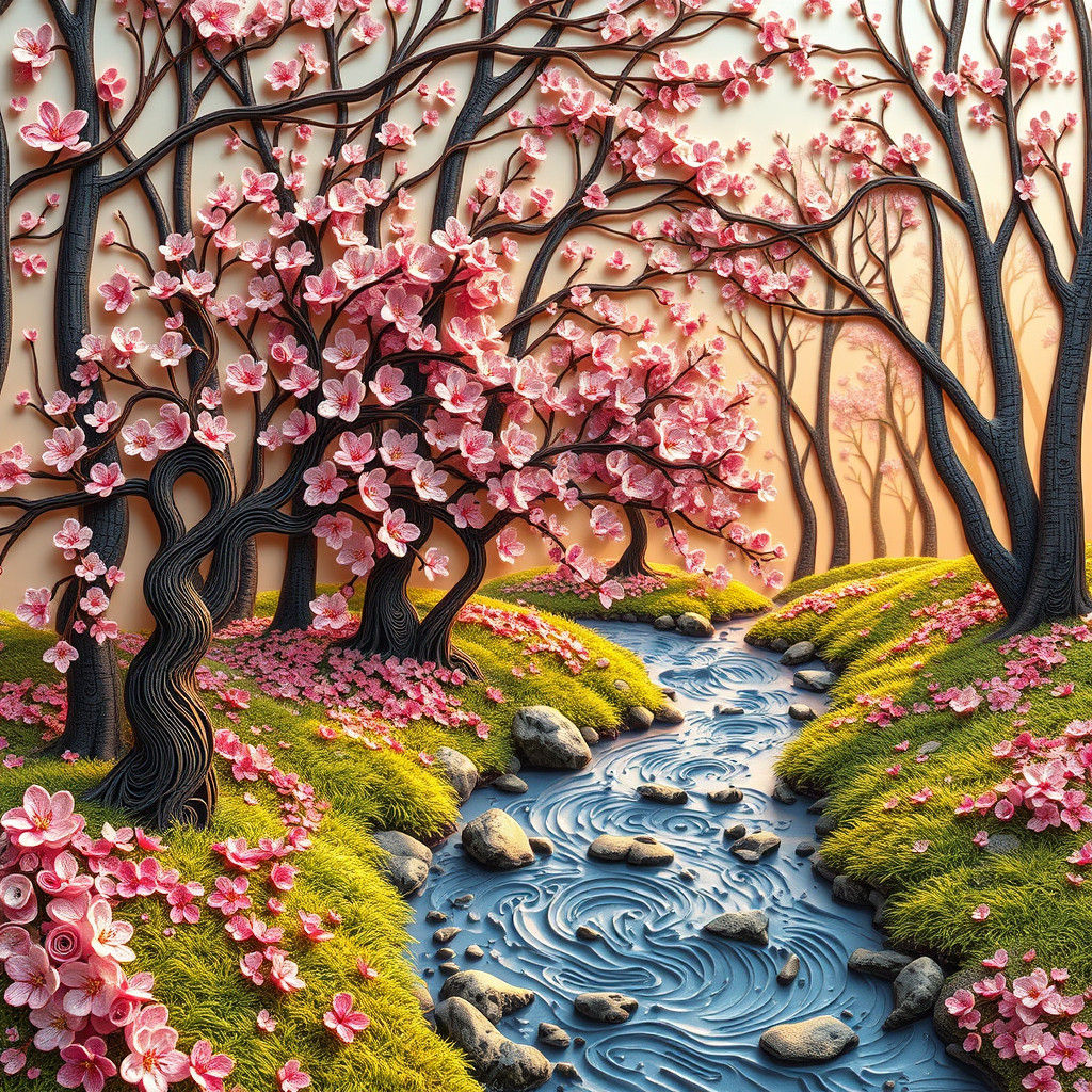 Quilling Collage: Spring Forest in Photorealistic Detail