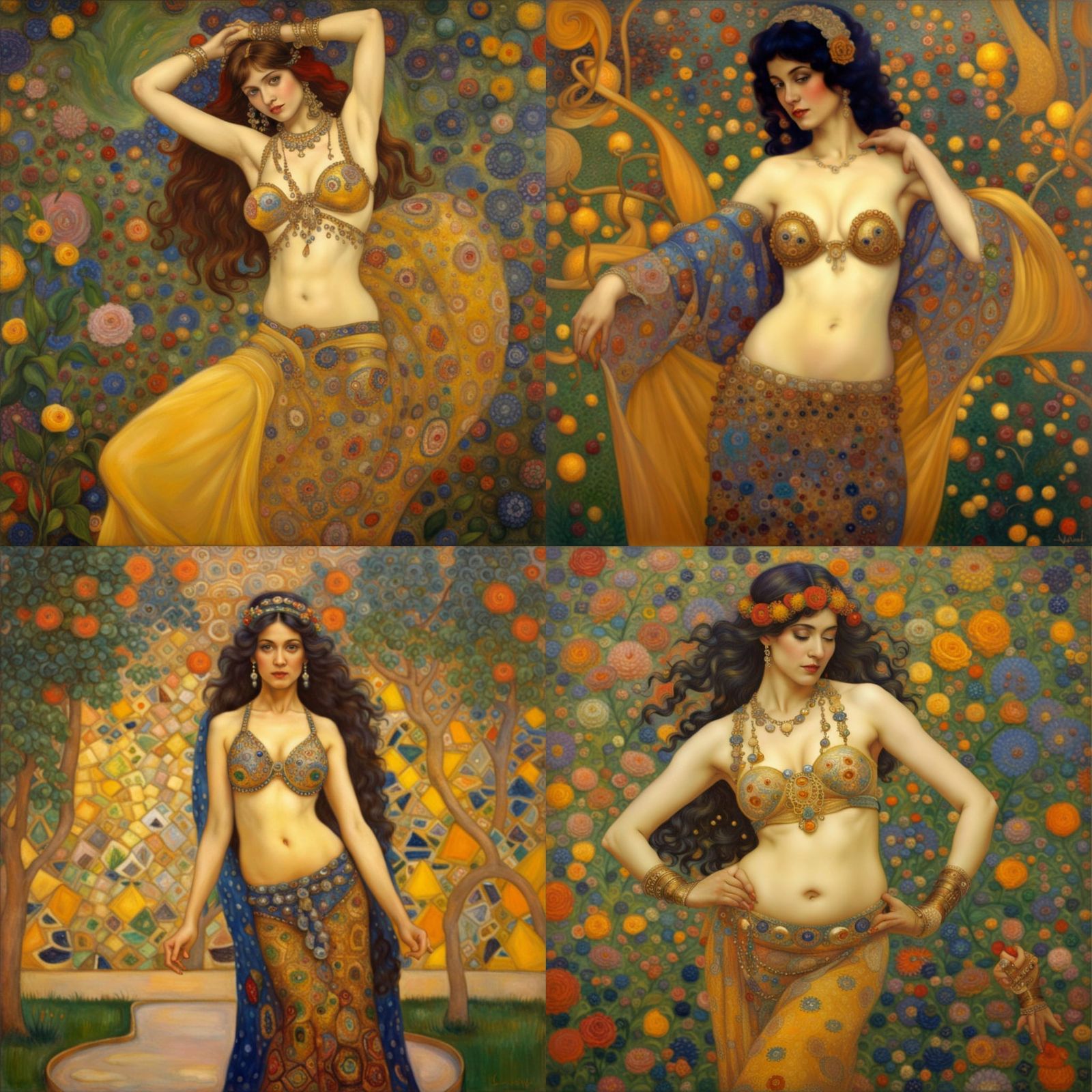 Belly Dancer in Persian Garden, Klimt Style