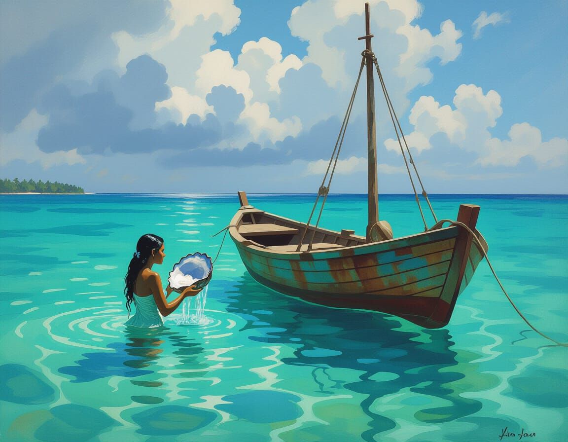 Pearl Diver in the Style of Marine Art