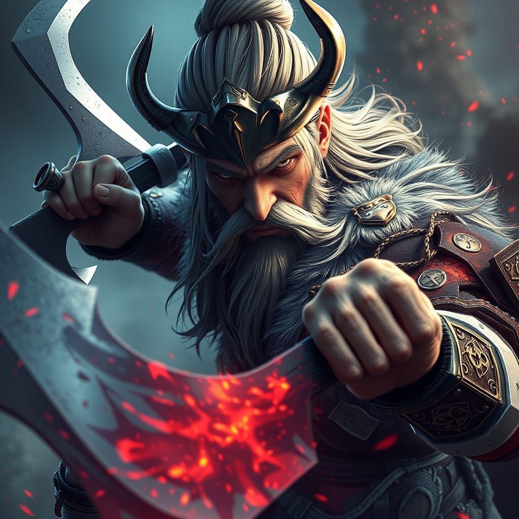 Viking and Gentleman Battle in 3D Anime Art