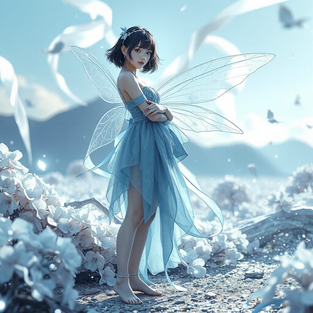 Ice Fairy in Magical Landscape, Ultra-Fine Concept Art