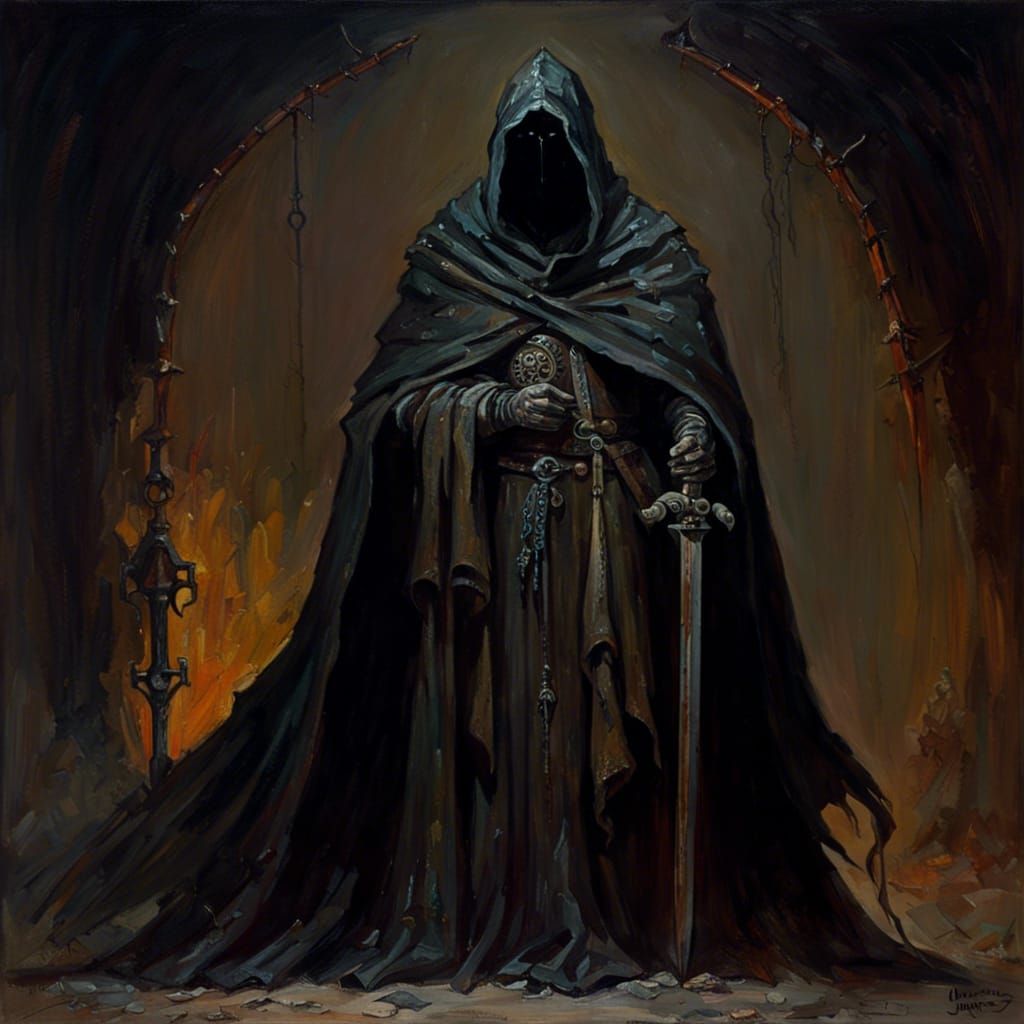 Eerie Nazgul Shadow with Rusted Sword