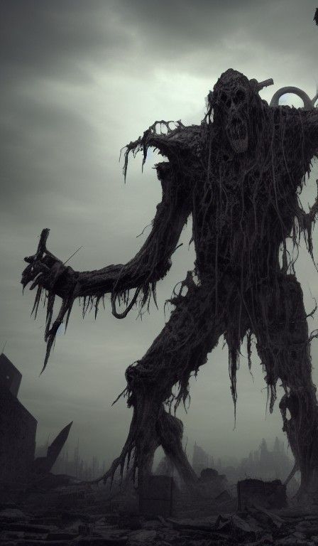 God of Fear: Eldritch Monster in Dystopian Wasteland