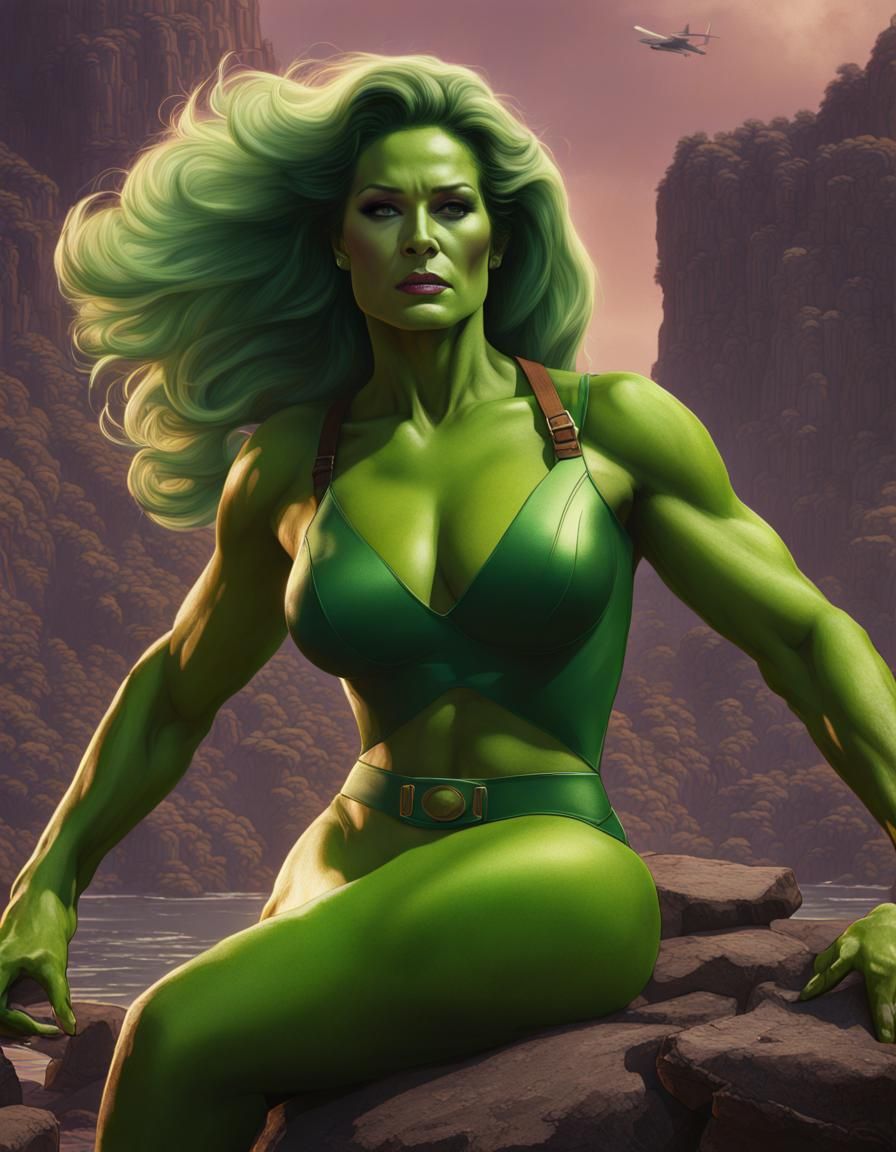 She Hulk Fantasy Concept Art in 8k