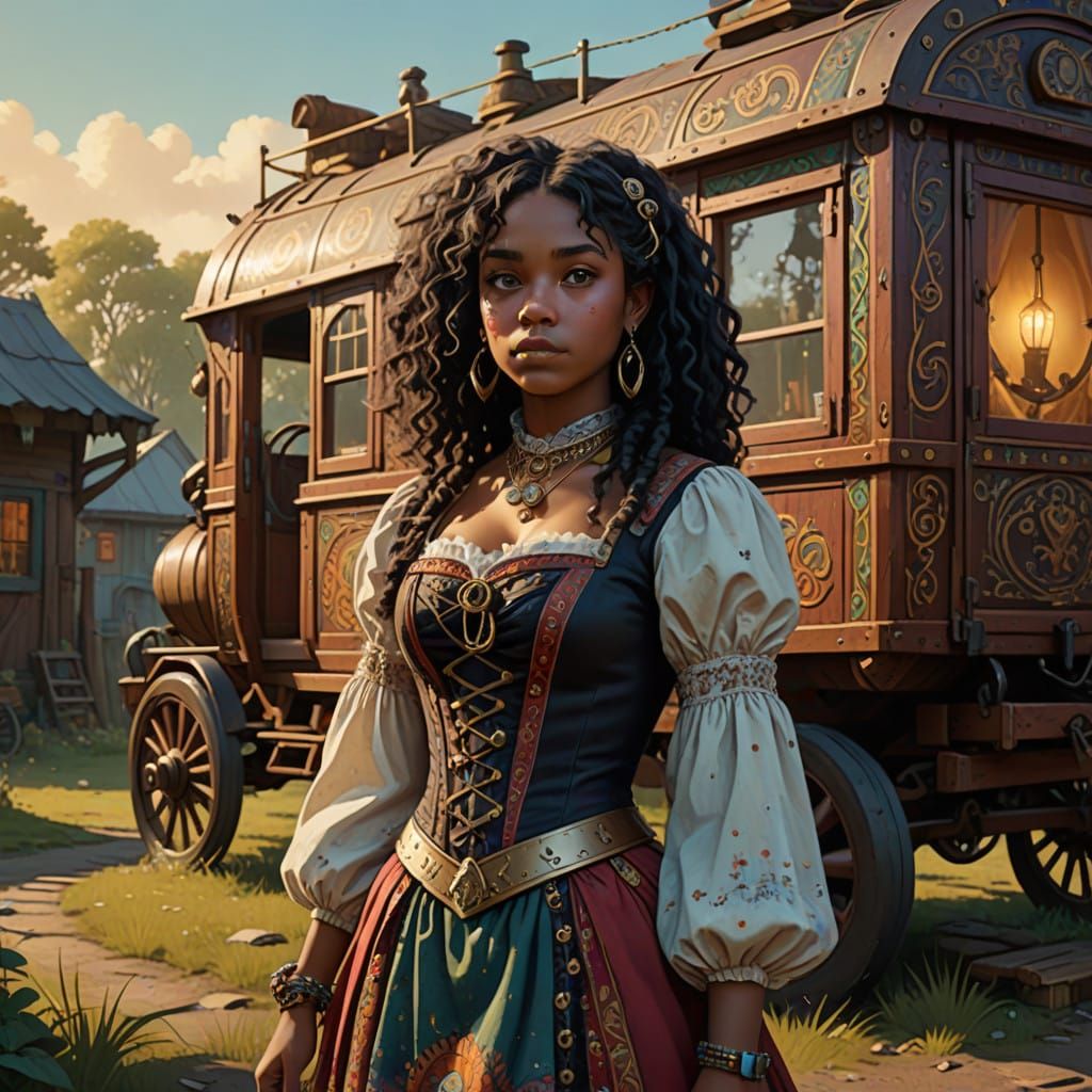 Enchanted Gypsy Maiden with Whimsical Woodland Companion