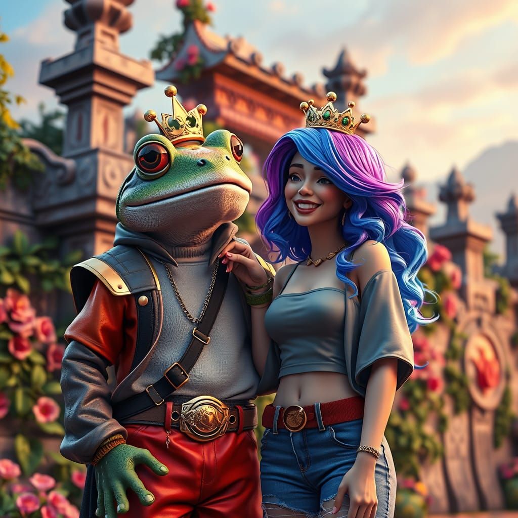 Digital Pop Art Prince in Vibrant Streetwear Fantasy