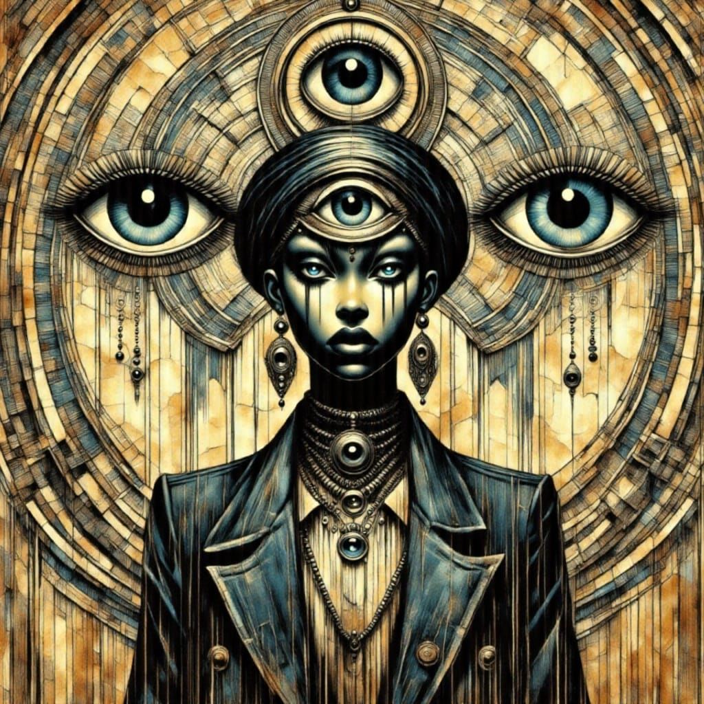 Gothic Woman Crying Black Tears: Fantasy Art