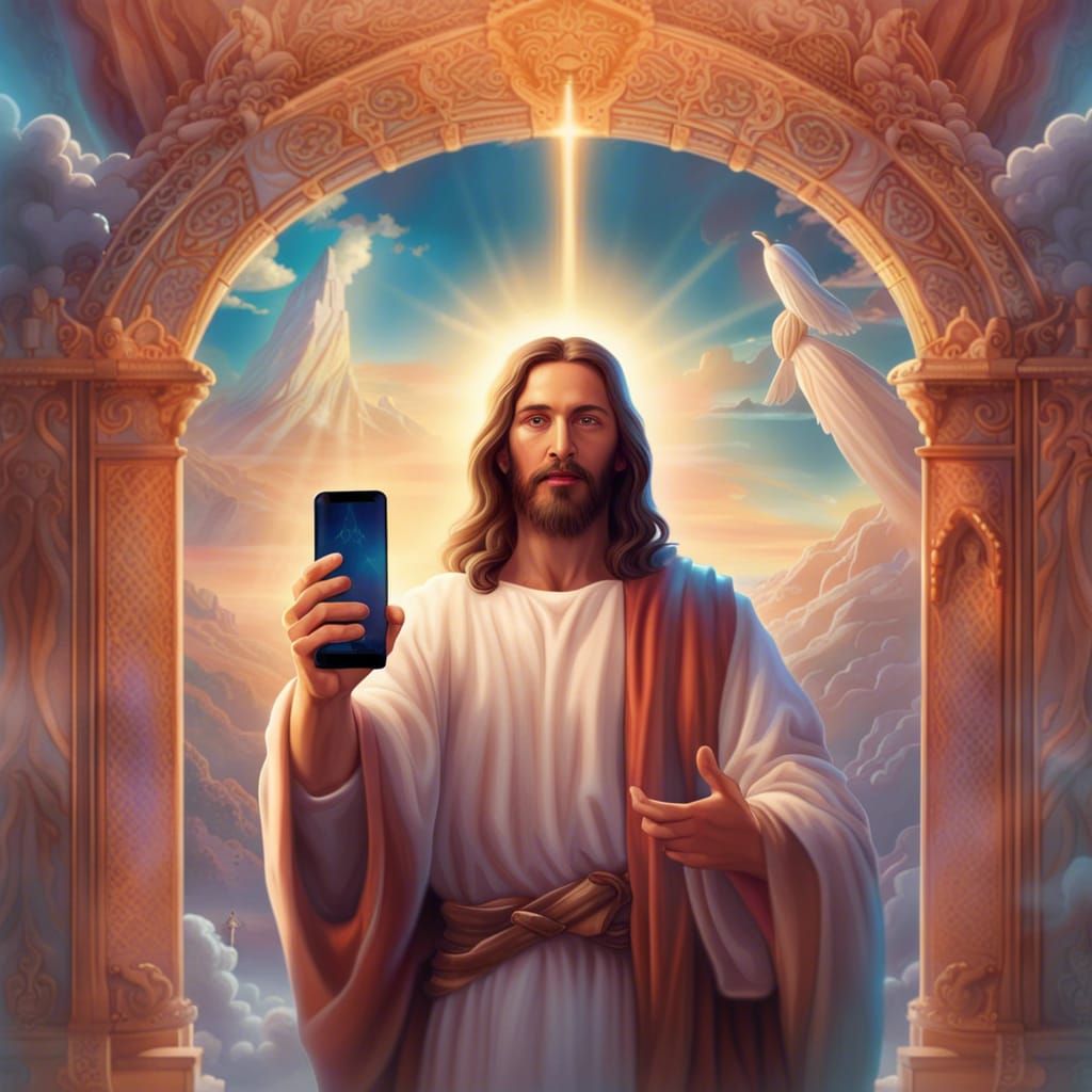 Jesus Selfie at Heaven's Gate: Fantasy Art