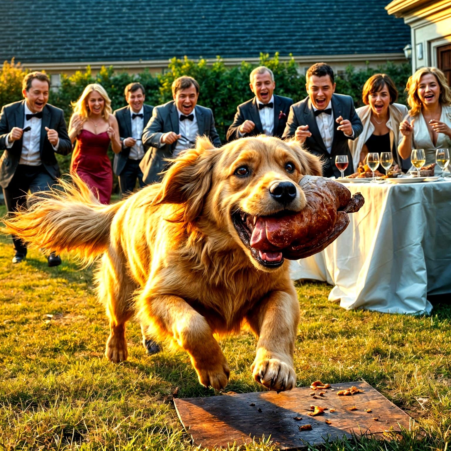 Mischievous Retriever Steals Thanksgiving Turkey
