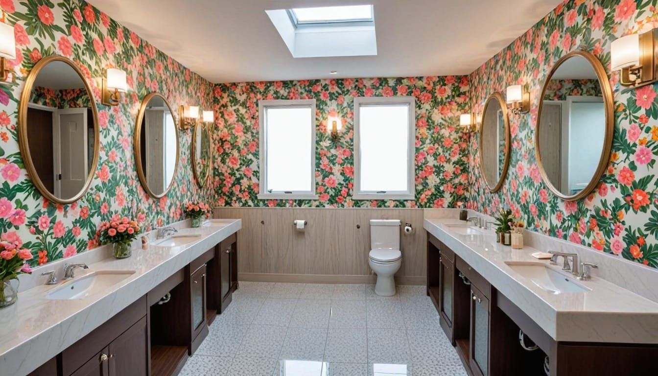 Elegant Woman's Restroom with Floral Accents