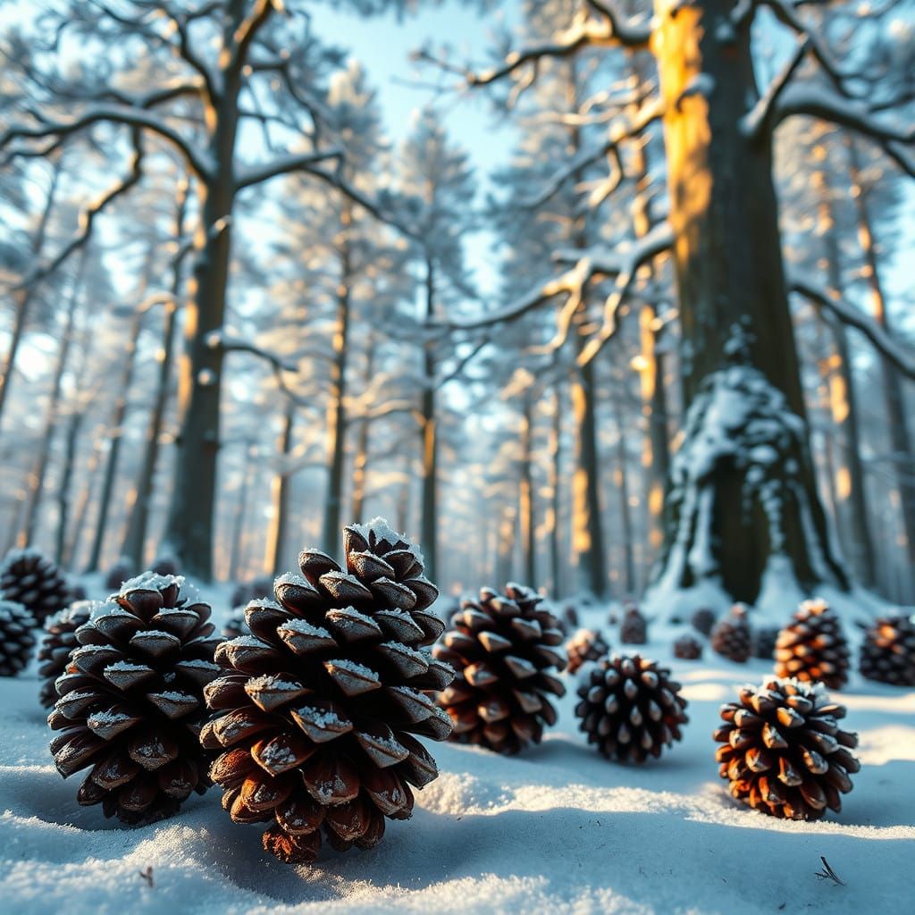 Winter Wonderland in Forest Landscape with Intricately Detai...