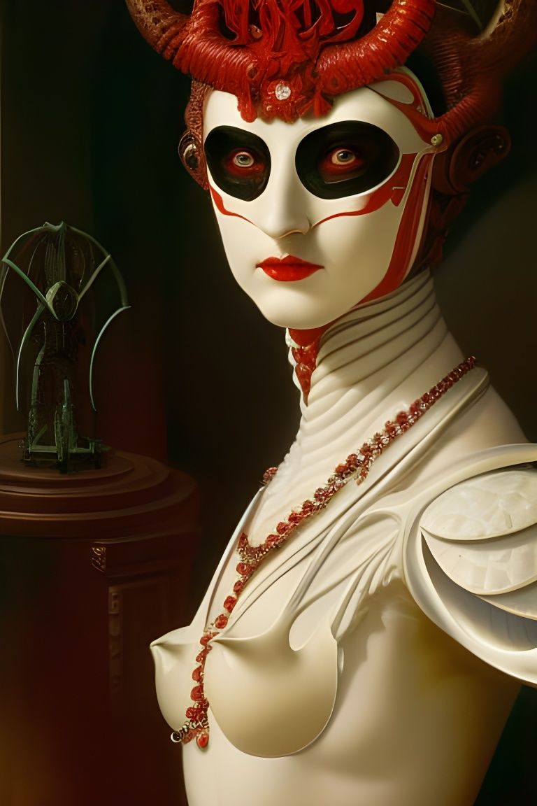 Elven Lady in Crimson Corset: A Biomechanical Portrait