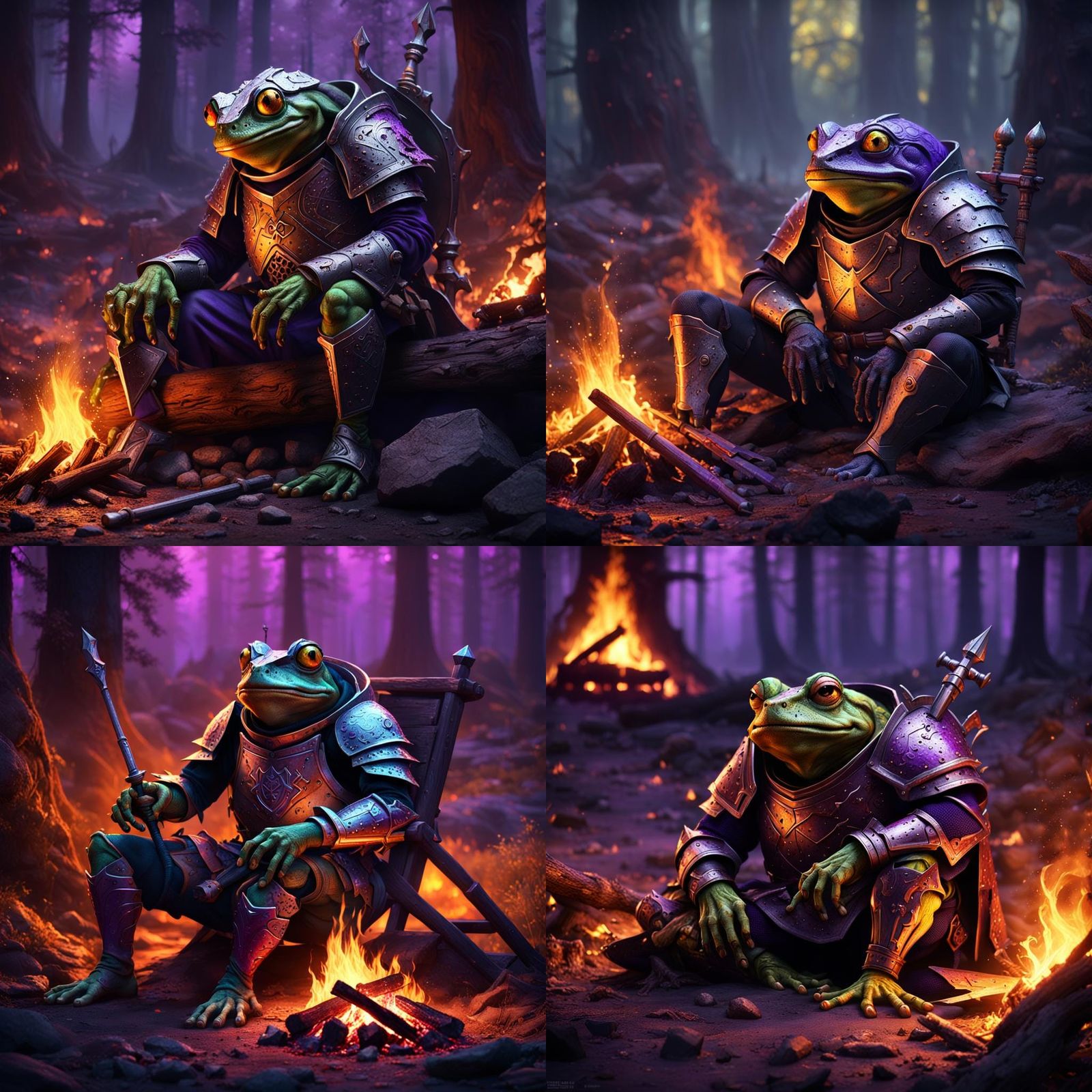 Wounded Frog Knight Resting, Dark Fantasy Art
