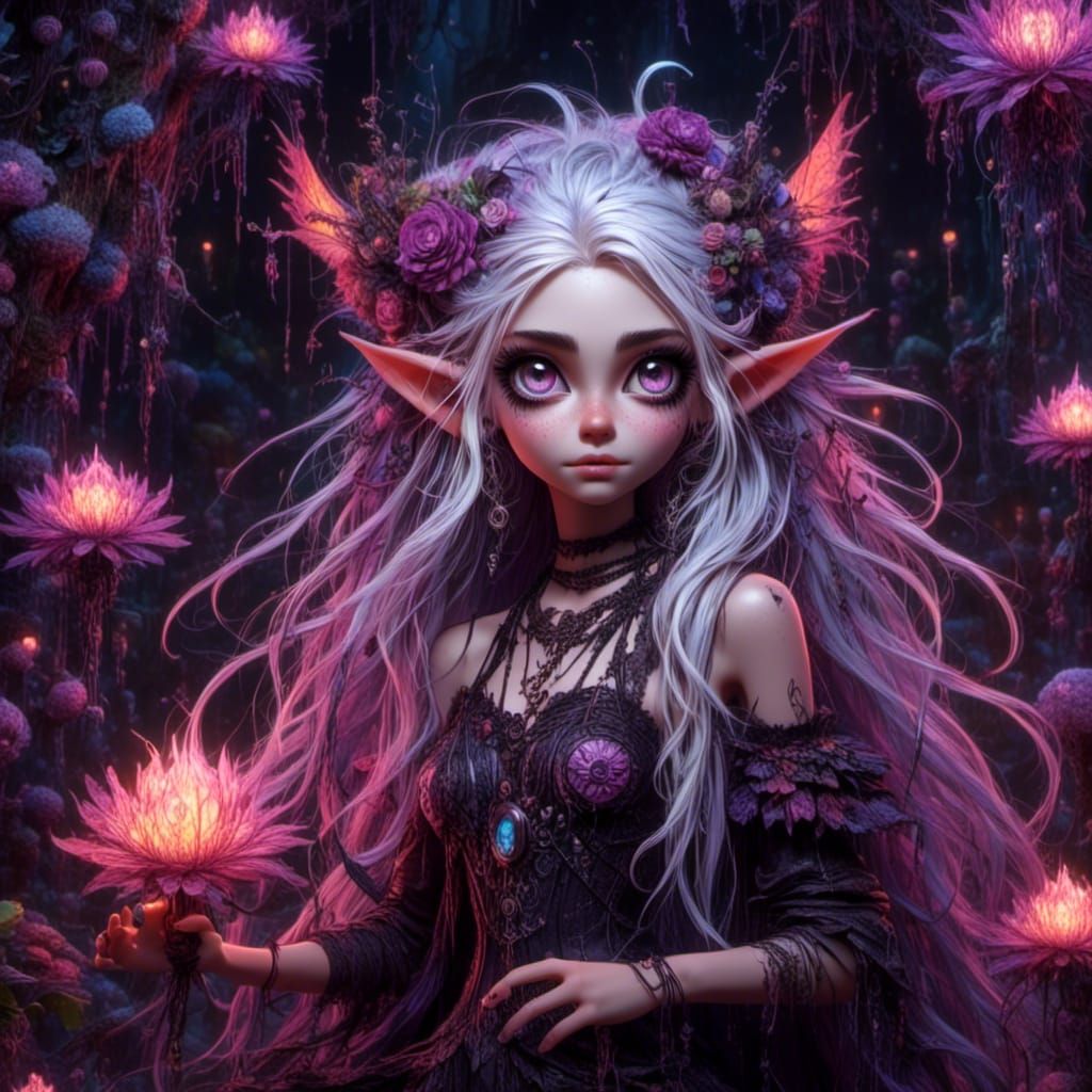 Eerie Elf with Monster in Dark Fantasy Art