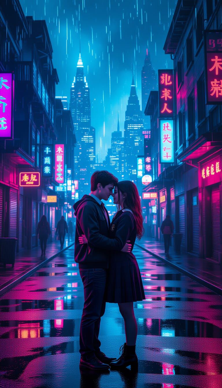 Harry Potter and Ginny Weasley in Cyberpunk Quad