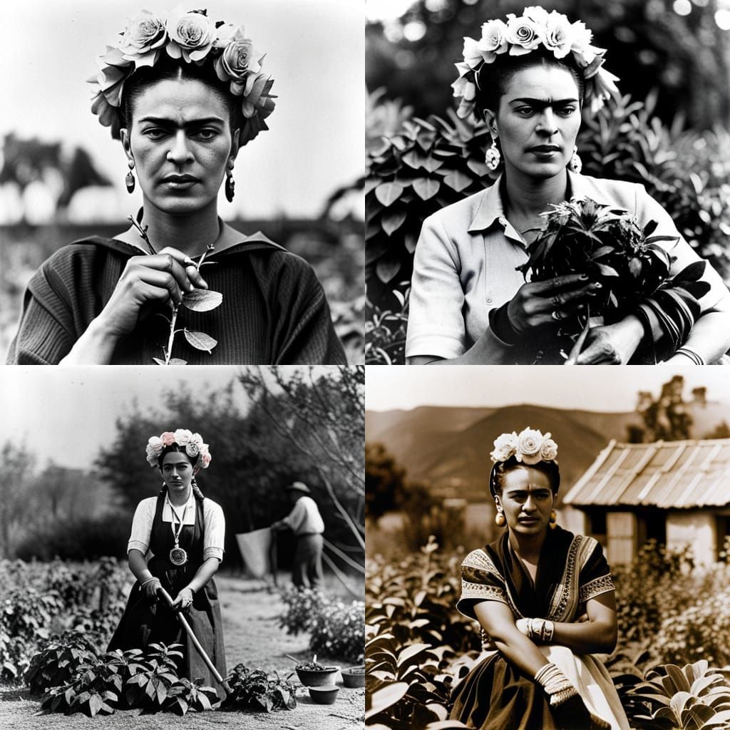 Frida Khalo working as gardener