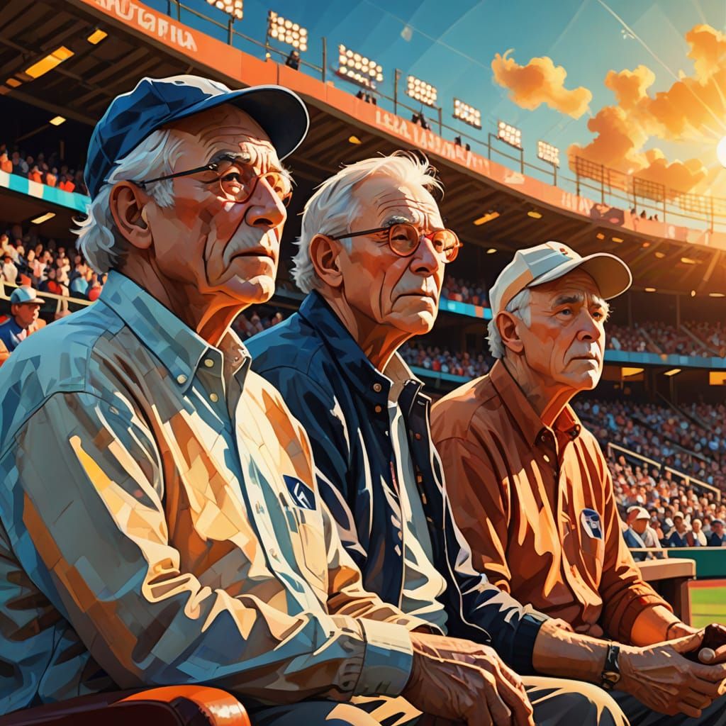Baseball Game in Vibrant Digital Art Style