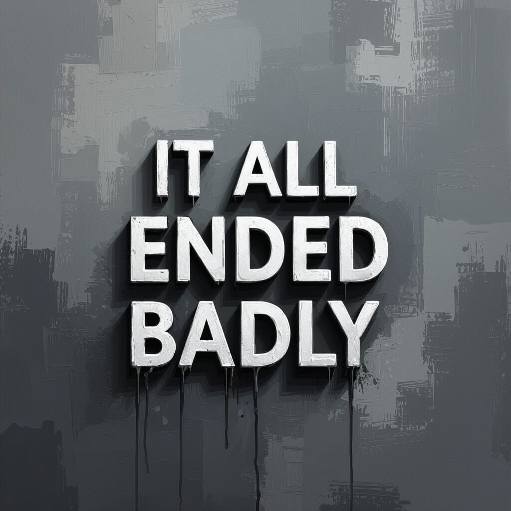 Melancholic Inscription on Dark Abstract Background