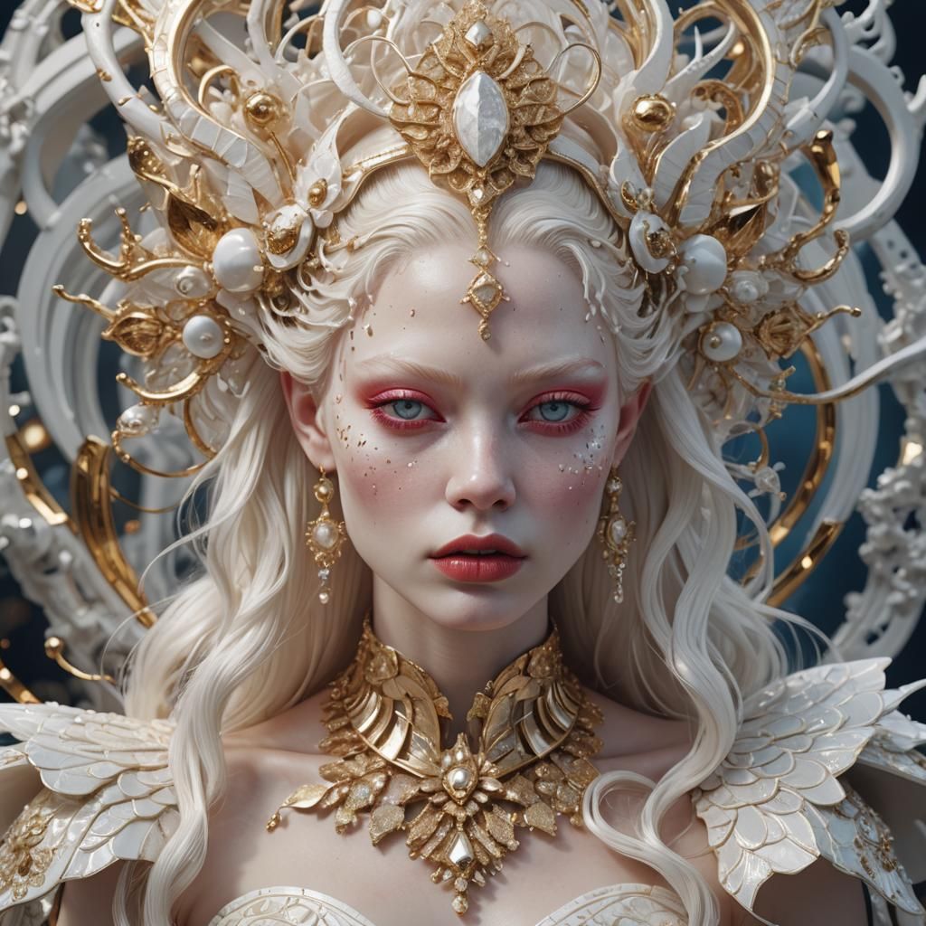 Glamorous Albino Supermodel in Hyperrealistic 5D Detail