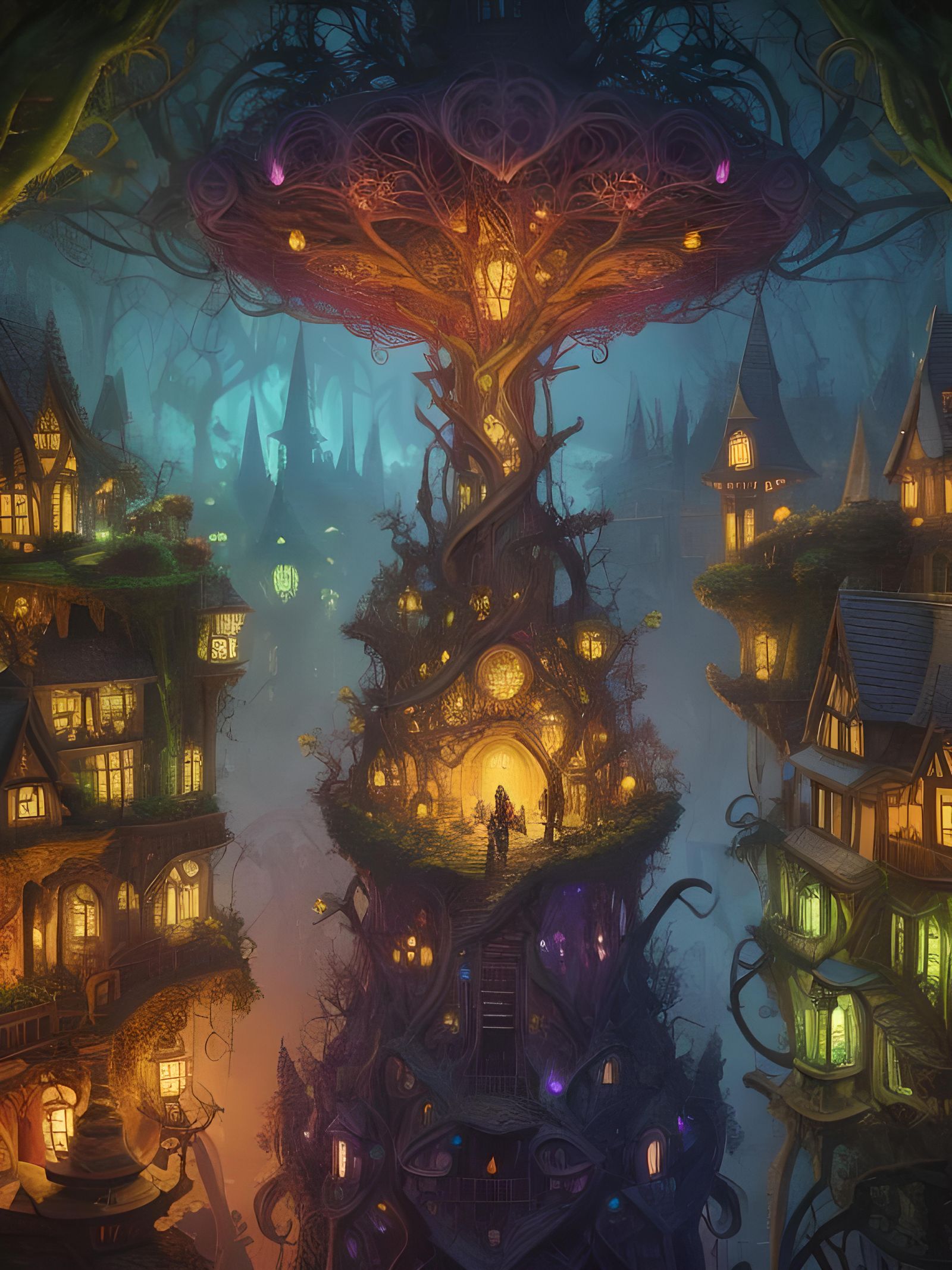 Magical Fairytale Village Optical Illusion in 8K