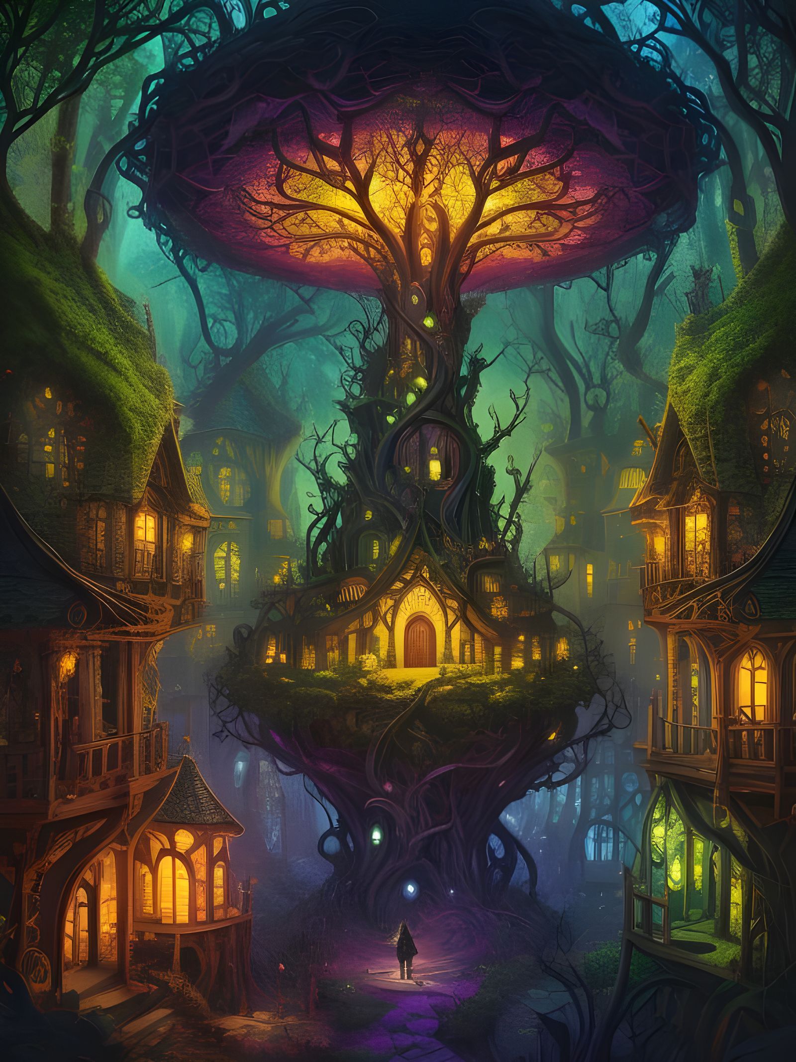 Magical Fairytale Village Optical Illusion in 3D