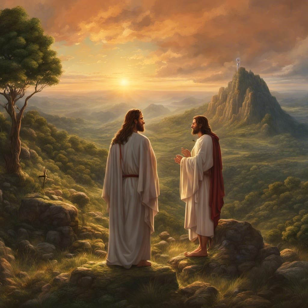 Jesus Christ Preaching Gospel at Sunset, Neon Art