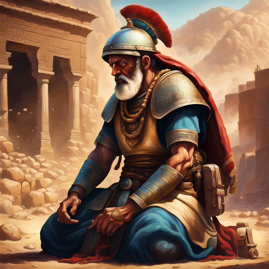 Ancient Soldier's Prayer: Hyperrealistic Concept Art