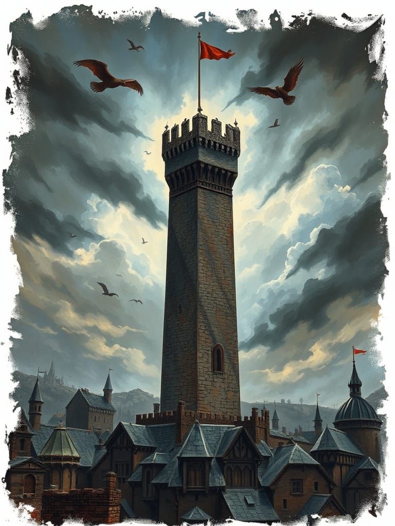 Fantasy: Medieval City Tower / Stormy Sky
