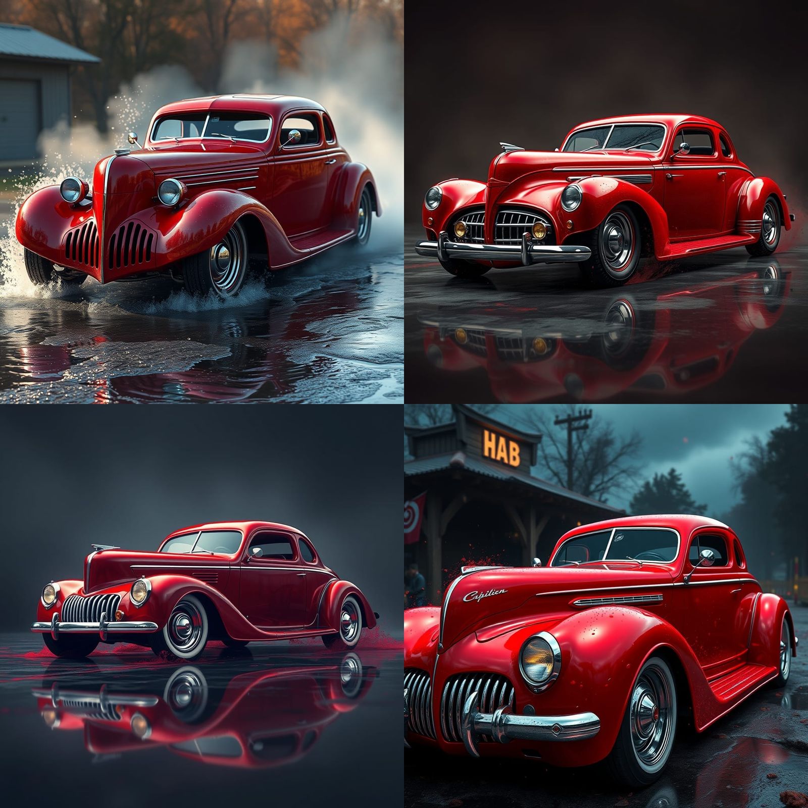 Cherry Red Hot Rod in Detailed Matte Painting