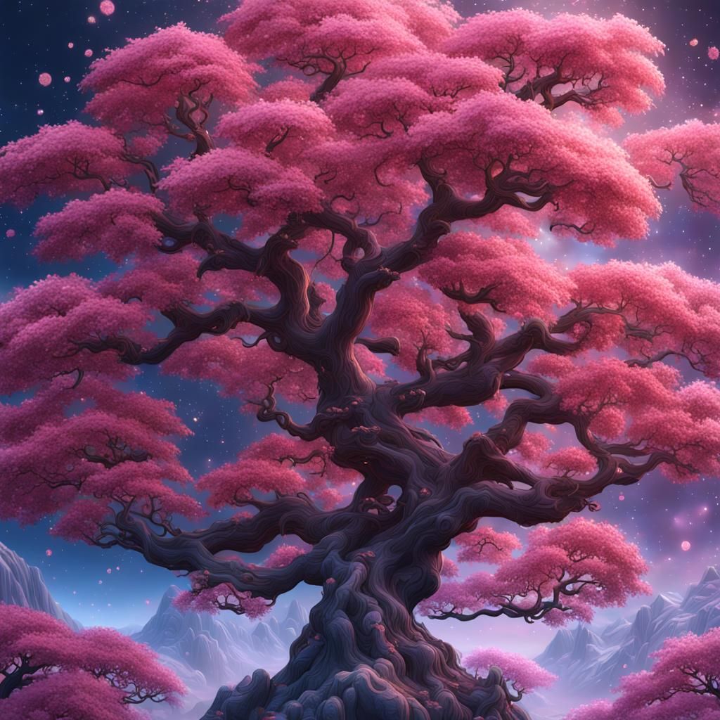Celestial Sakura Tree in Detailed Matte Painting