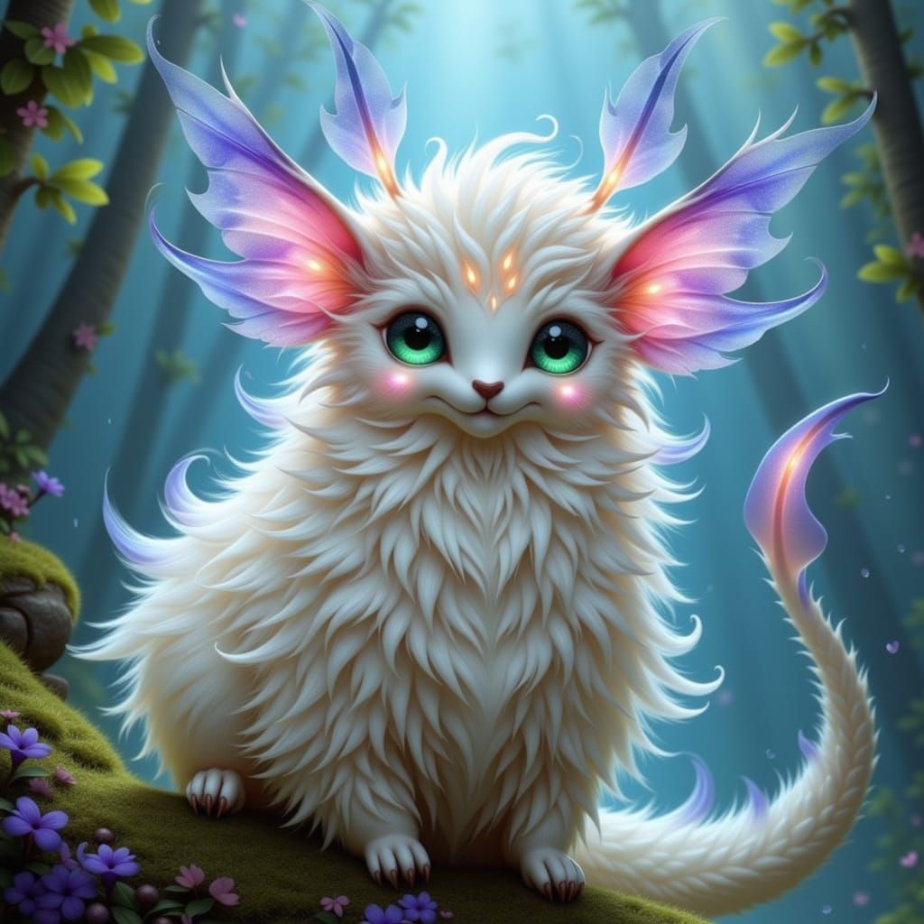Ethereal Fluffy Creatures in a Dreamlike Landscape