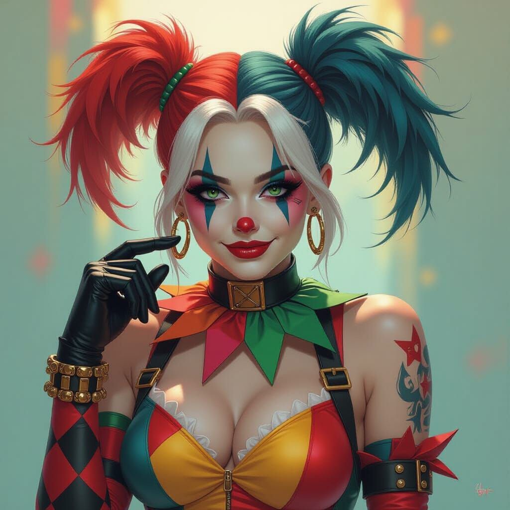 Harley Quinn Bird Hybrid in Hyperrealistic Concept Art